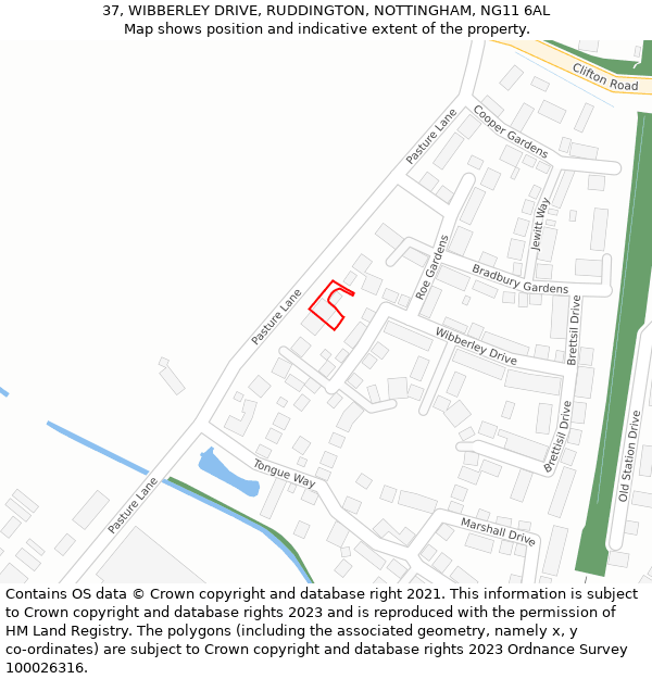 37, WIBBERLEY DRIVE, RUDDINGTON, NOTTINGHAM, NG11 6AL: Location map and indicative extent of plot