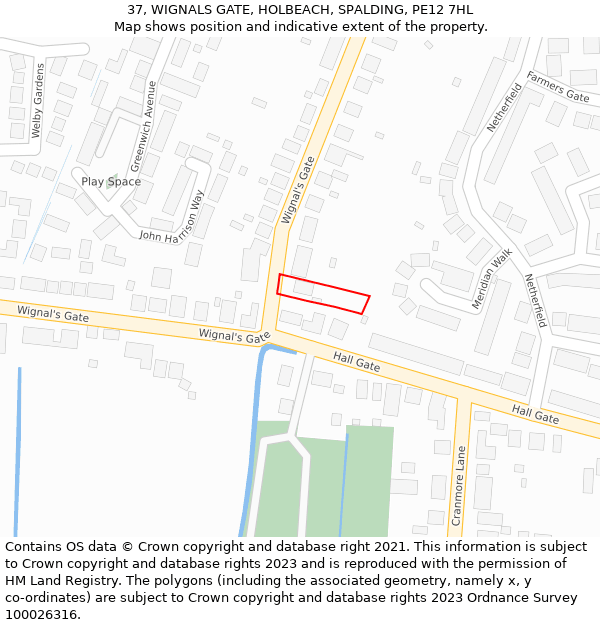 37, WIGNALS GATE, HOLBEACH, SPALDING, PE12 7HL: Location map and indicative extent of plot