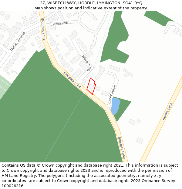 37, WISBECH WAY, HORDLE, LYMINGTON, SO41 0YQ: Location map and indicative extent of plot
