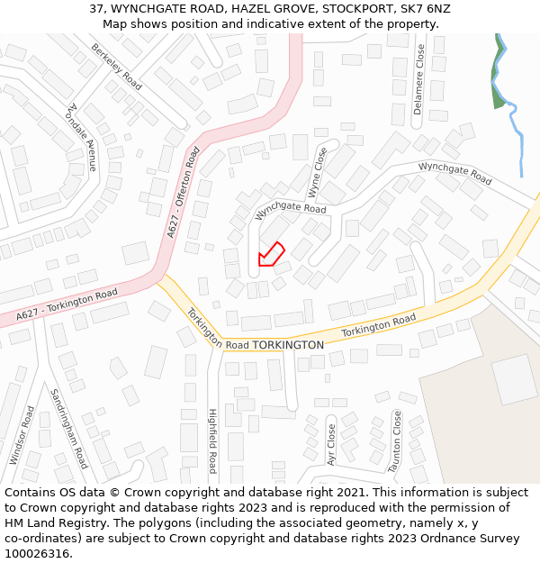 37, WYNCHGATE ROAD, HAZEL GROVE, STOCKPORT, SK7 6NZ: Location map and indicative extent of plot