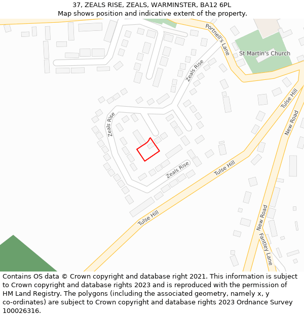 37, ZEALS RISE, ZEALS, WARMINSTER, BA12 6PL: Location map and indicative extent of plot