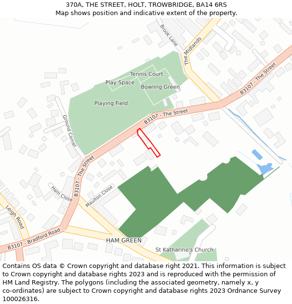 370A, THE STREET, HOLT, TROWBRIDGE, BA14 6RS: Location map and indicative extent of plot