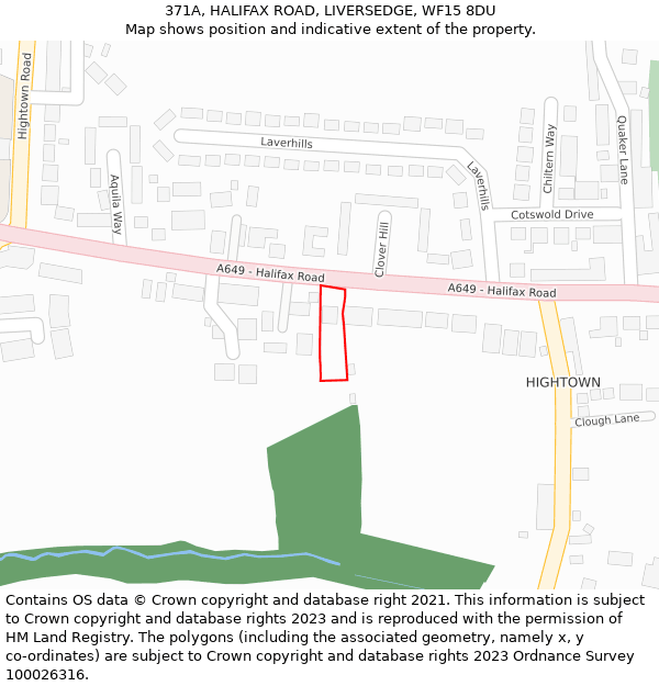 371A, HALIFAX ROAD, LIVERSEDGE, WF15 8DU: Location map and indicative extent of plot