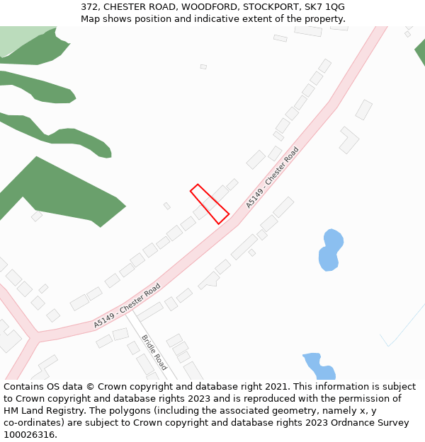 372, CHESTER ROAD, WOODFORD, STOCKPORT, SK7 1QG: Location map and indicative extent of plot