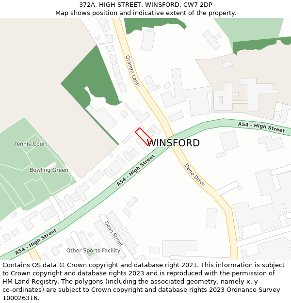 372A, HIGH STREET, WINSFORD, CW7 2DP: Location map and indicative extent of plot