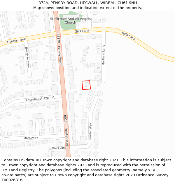 372A, PENSBY ROAD, HESWALL, WIRRAL, CH61 9NH: Location map and indicative extent of plot