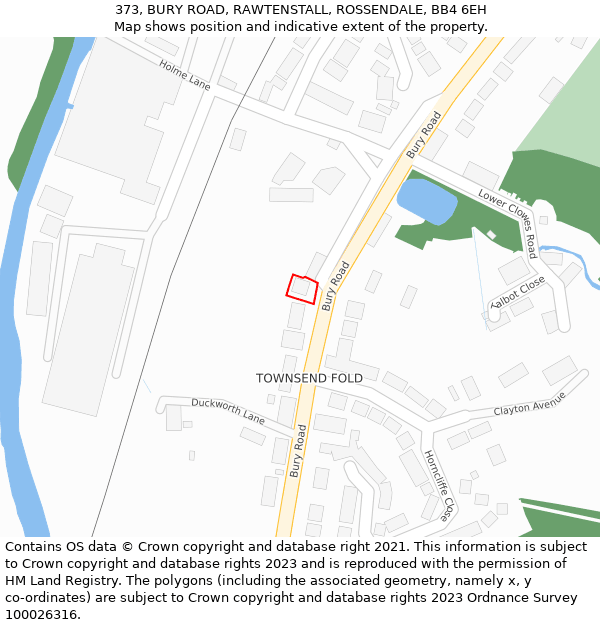 373, BURY ROAD, RAWTENSTALL, ROSSENDALE, BB4 6EH: Location map and indicative extent of plot