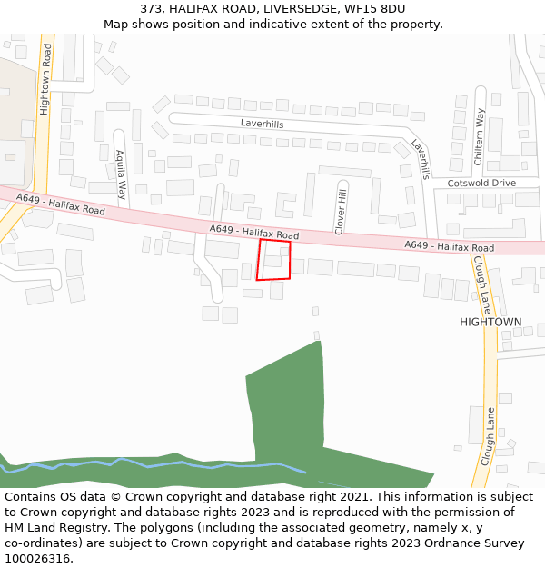 373, HALIFAX ROAD, LIVERSEDGE, WF15 8DU: Location map and indicative extent of plot