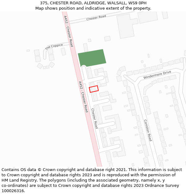 375, CHESTER ROAD, ALDRIDGE, WALSALL, WS9 0PH: Location map and indicative extent of plot