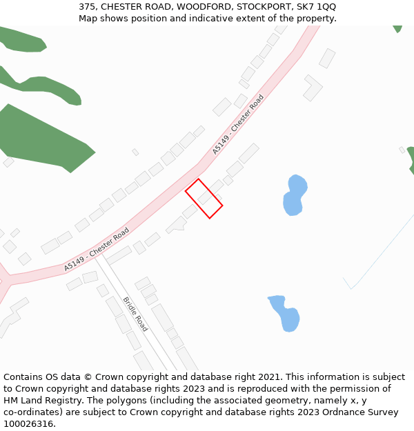 375, CHESTER ROAD, WOODFORD, STOCKPORT, SK7 1QQ: Location map and indicative extent of plot