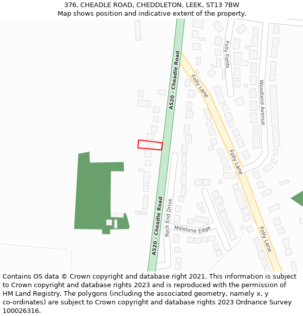376, CHEADLE ROAD, CHEDDLETON, LEEK, ST13 7BW: Location map and indicative extent of plot