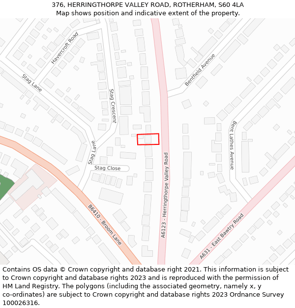 376, HERRINGTHORPE VALLEY ROAD, ROTHERHAM, S60 4LA: Location map and indicative extent of plot