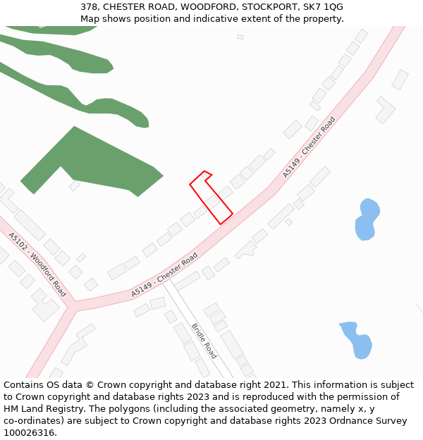 378, CHESTER ROAD, WOODFORD, STOCKPORT, SK7 1QG: Location map and indicative extent of plot