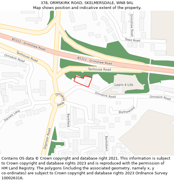 378, ORMSKIRK ROAD, SKELMERSDALE, WN8 9AL: Location map and indicative extent of plot