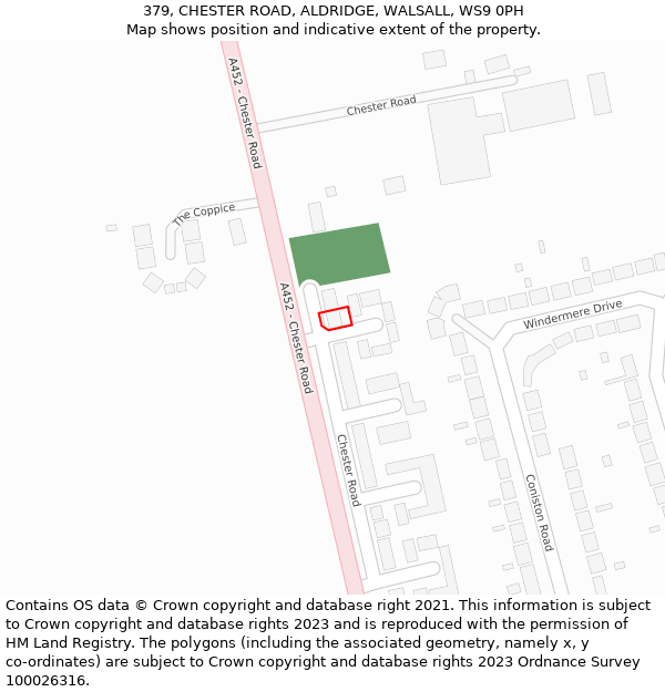 379, CHESTER ROAD, ALDRIDGE, WALSALL, WS9 0PH: Location map and indicative extent of plot