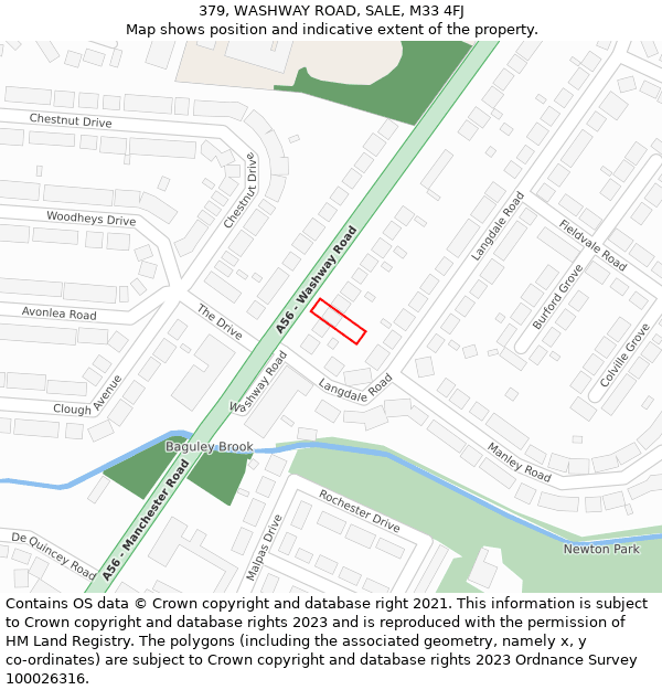 379, WASHWAY ROAD, SALE, M33 4FJ: Location map and indicative extent of plot