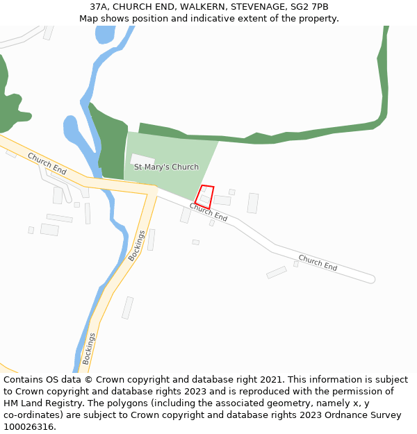 37A, CHURCH END, WALKERN, STEVENAGE, SG2 7PB: Location map and indicative extent of plot