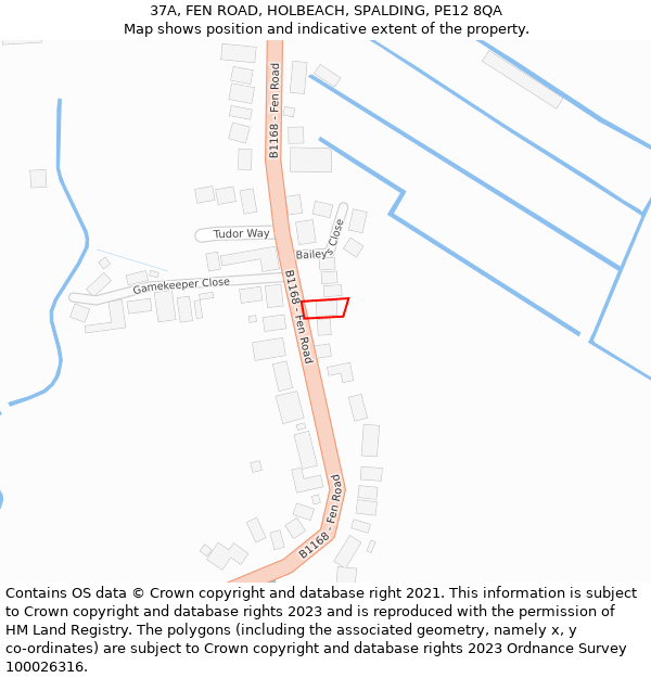 37A, FEN ROAD, HOLBEACH, SPALDING, PE12 8QA: Location map and indicative extent of plot