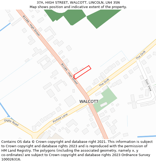 37A, HIGH STREET, WALCOTT, LINCOLN, LN4 3SN: Location map and indicative extent of plot