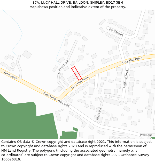 37A, LUCY HALL DRIVE, BAILDON, SHIPLEY, BD17 5BH: Location map and indicative extent of plot