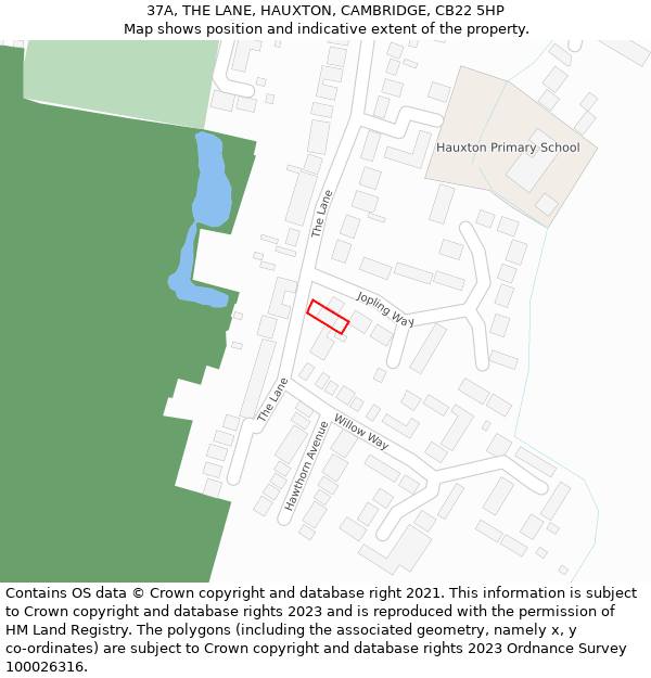 37A, THE LANE, HAUXTON, CAMBRIDGE, CB22 5HP: Location map and indicative extent of plot