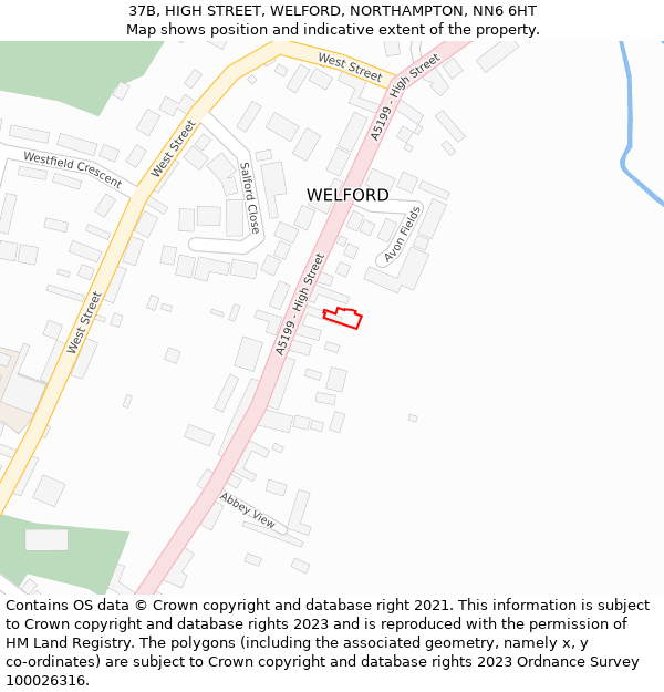 37B, HIGH STREET, WELFORD, NORTHAMPTON, NN6 6HT: Location map and indicative extent of plot