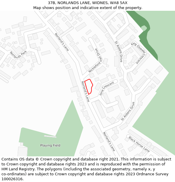 37B, NORLANDS LANE, WIDNES, WA8 5AX: Location map and indicative extent of plot