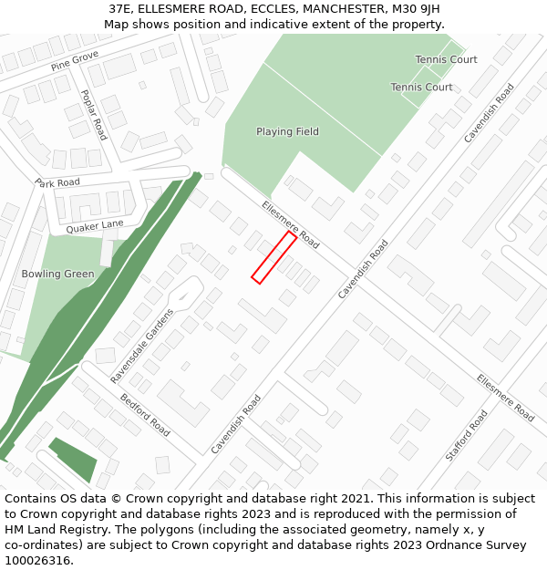 37E, ELLESMERE ROAD, ECCLES, MANCHESTER, M30 9JH: Location map and indicative extent of plot