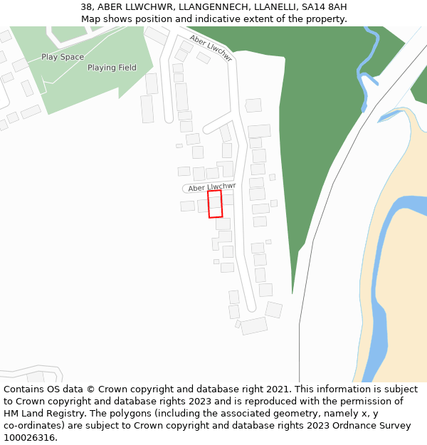 38, ABER LLWCHWR, LLANGENNECH, LLANELLI, SA14 8AH: Location map and indicative extent of plot