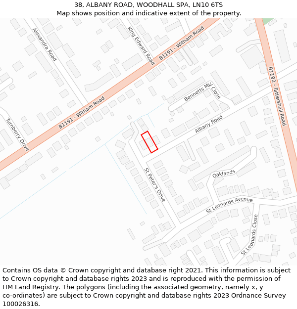 38, ALBANY ROAD, WOODHALL SPA, LN10 6TS: Location map and indicative extent of plot