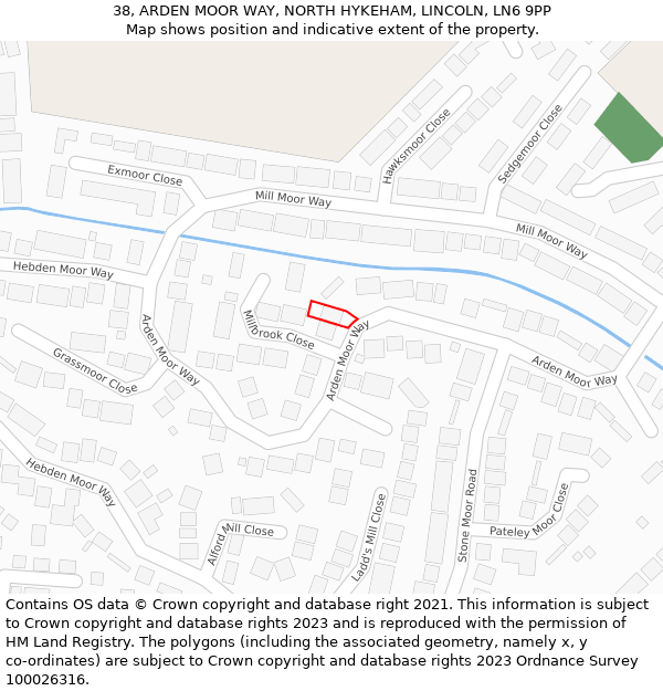 38, ARDEN MOOR WAY, NORTH HYKEHAM, LINCOLN, LN6 9PP: Location map and indicative extent of plot