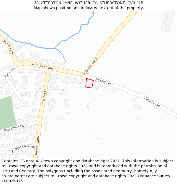 38, ATTERTON LANE, WITHERLEY, ATHERSTONE, CV9 3LP: Location map and indicative extent of plot