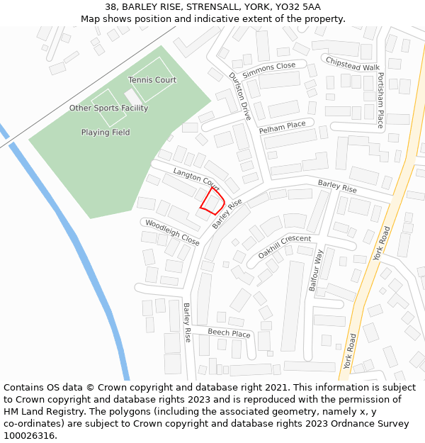 38, BARLEY RISE, STRENSALL, YORK, YO32 5AA: Location map and indicative extent of plot