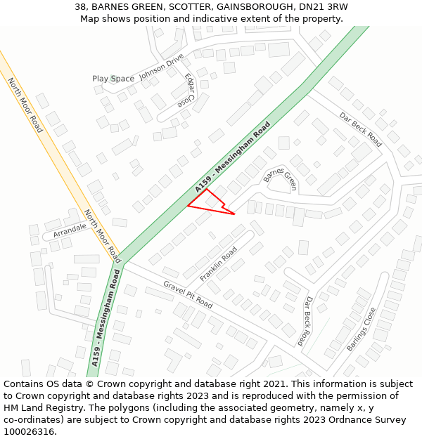 38, BARNES GREEN, SCOTTER, GAINSBOROUGH, DN21 3RW: Location map and indicative extent of plot