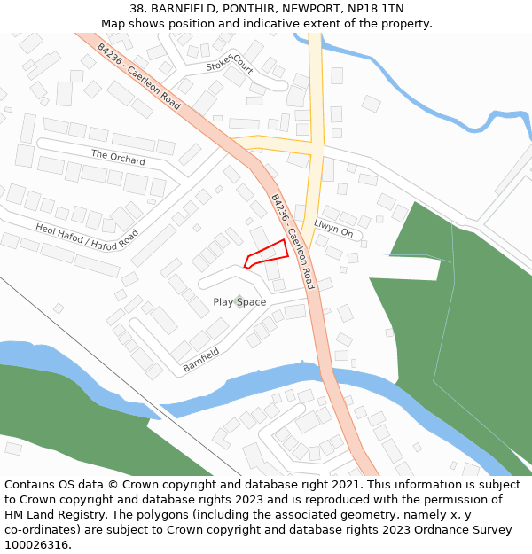 38, BARNFIELD, PONTHIR, NEWPORT, NP18 1TN: Location map and indicative extent of plot