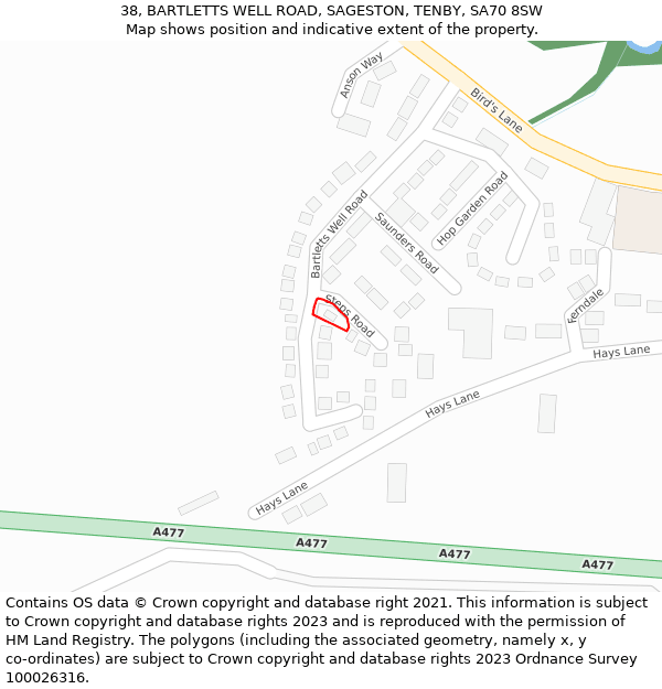 38, BARTLETTS WELL ROAD, SAGESTON, TENBY, SA70 8SW: Location map and indicative extent of plot