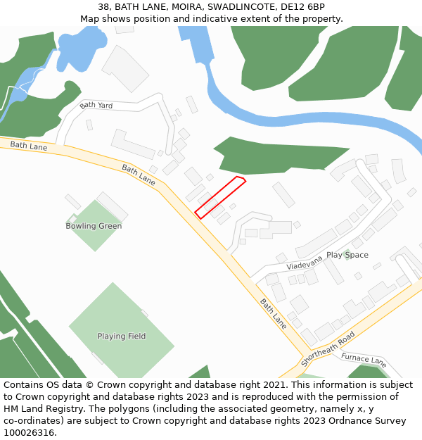 38, BATH LANE, MOIRA, SWADLINCOTE, DE12 6BP: Location map and indicative extent of plot