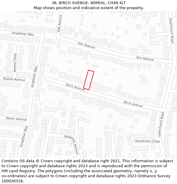 38, BIRCH AVENUE, WIRRAL, CH49 4LT: Location map and indicative extent of plot