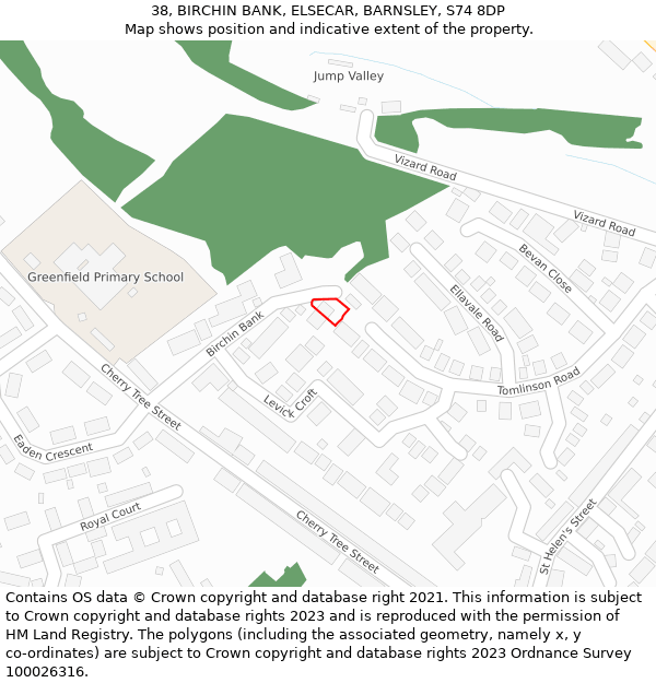 38, BIRCHIN BANK, ELSECAR, BARNSLEY, S74 8DP: Location map and indicative extent of plot