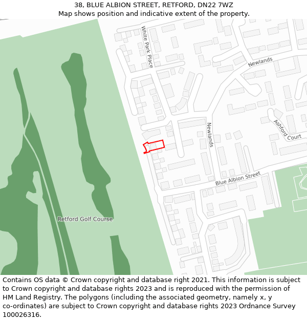 38, BLUE ALBION STREET, RETFORD, DN22 7WZ: Location map and indicative extent of plot