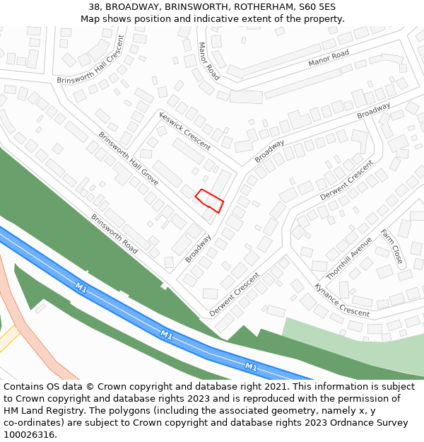 38, BROADWAY, BRINSWORTH, ROTHERHAM, S60 5ES: Location map and indicative extent of plot