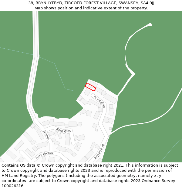 38, BRYNHYFRYD, TIRCOED FOREST VILLAGE, SWANSEA, SA4 9JJ: Location map and indicative extent of plot