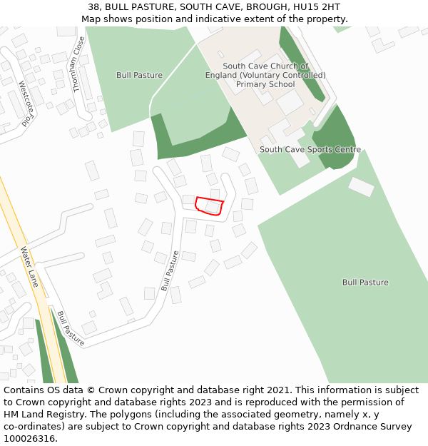 38, BULL PASTURE, SOUTH CAVE, BROUGH, HU15 2HT: Location map and indicative extent of plot