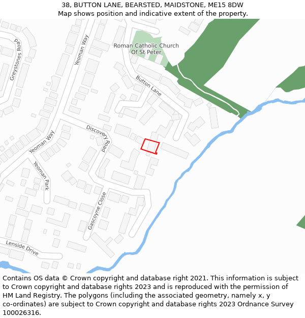 38, BUTTON LANE, BEARSTED, MAIDSTONE, ME15 8DW: Location map and indicative extent of plot