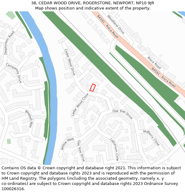 38, CEDAR WOOD DRIVE, ROGERSTONE, NEWPORT, NP10 9JR: Location map and indicative extent of plot