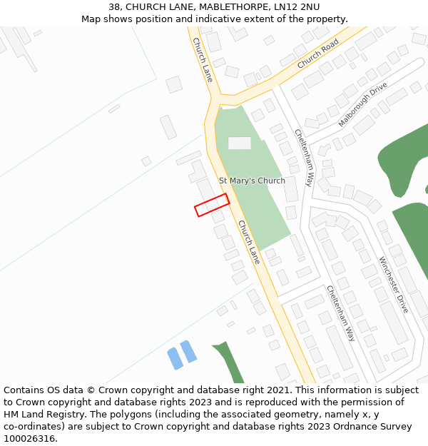 38, CHURCH LANE, MABLETHORPE, LN12 2NU: Location map and indicative extent of plot