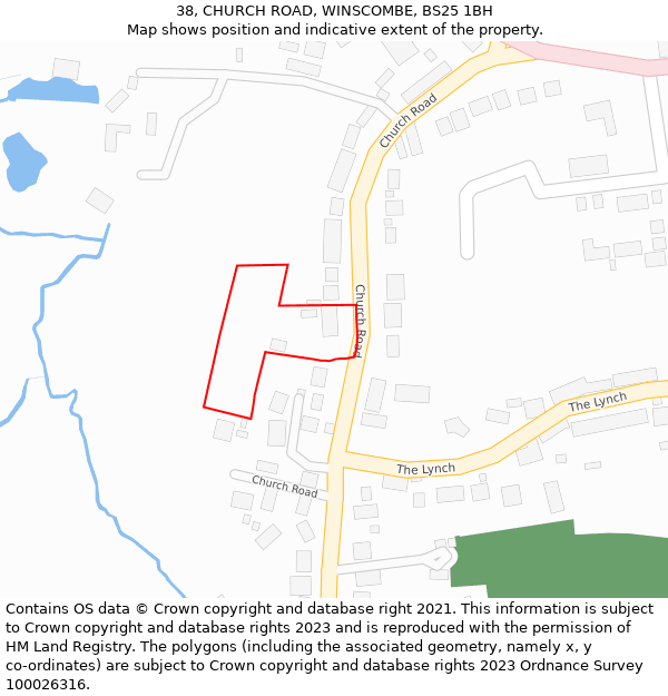 38, CHURCH ROAD, WINSCOMBE, BS25 1BH: Location map and indicative extent of plot