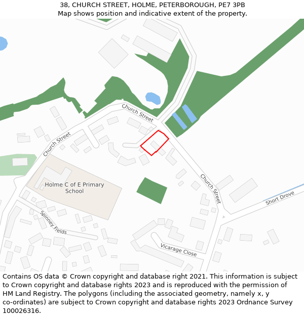 38, CHURCH STREET, HOLME, PETERBOROUGH, PE7 3PB: Location map and indicative extent of plot