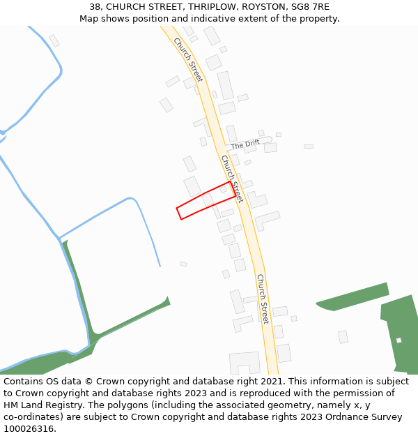 38, CHURCH STREET, THRIPLOW, ROYSTON, SG8 7RE: Location map and indicative extent of plot