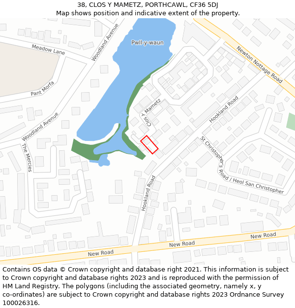 38, CLOS Y MAMETZ, PORTHCAWL, CF36 5DJ: Location map and indicative extent of plot
